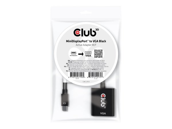 Club 3D CAC-2113 - Adapter - Mini DisplayPort (M) to HD-15 (VGA) (F)