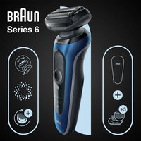Braun Series 6 61-B1500s - Rasoio - Blu - Pulsanti - LED - Batteria - Ioni di Litio