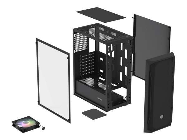 Fury Shobo SH4 RGB Midi Tower Black - Midi/Minitower - ATX - Midi/minitower - ATX