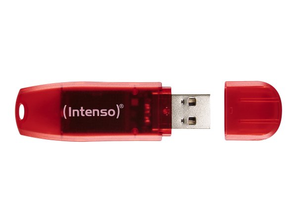 Intenso Rainbow Line - 128 GB - USB tipo A - 2.0 - 28 MB/s - Cuffia - Rosso - Trasparente