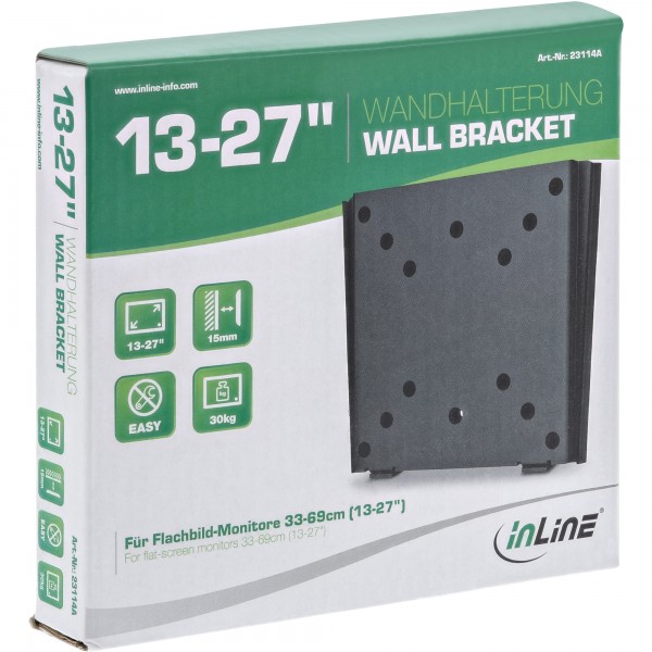 InLine Supporto da parete per display - VESA 50x50–100x100 - 13–27" - nero