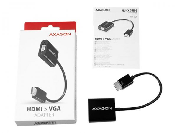 AXAGON RVH-VGN - 0,15 m - HDMI tipo A (Standard) - VGA (D-Sub) - Maschio - Femmina - Dritto