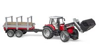 Bruder Trattore Massey Ferguson 7480 Con Rimorchio Trasporto Tronchi - Modellino di trattore - 3 ann