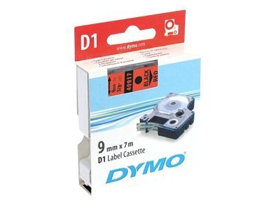 Dymo D1 etichette originali | 9 mm x 7 mm | stampa nera su rosso | etichette autoadesive per etichet