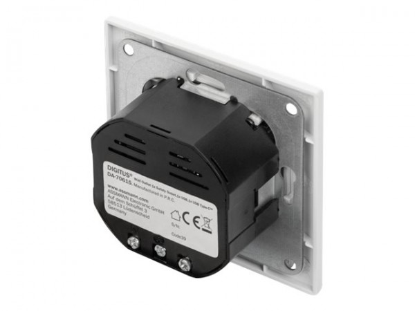DIGITUS Presa di sicurezza da incasso con 1 USB Type-C™ - 1 USB A - Bianco - 250 V - 50 Hz - 60 mm -