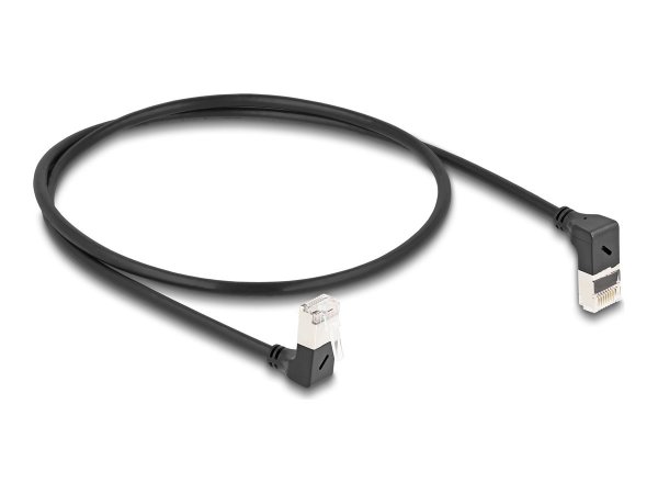 Delock Cavo di rete RJ45 Cat.6A S/FTP Slim da 90° angolato verso l'alto / verso il basso 0,5 m nero