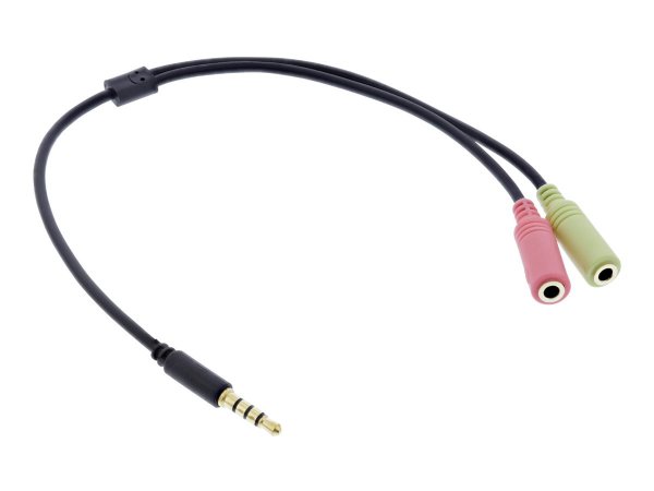 InLine Cavo Audio Y - Jack 3,5mm M a 2x Jack 3,5mm F - 4pin CTIA - 0,25m - nero