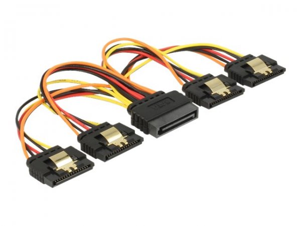 Delock 60156 - 0,15 m - SATA I - SATA a 15 pin - 4 x SATA 15 pin - Maschio/Maschio - Multicolore