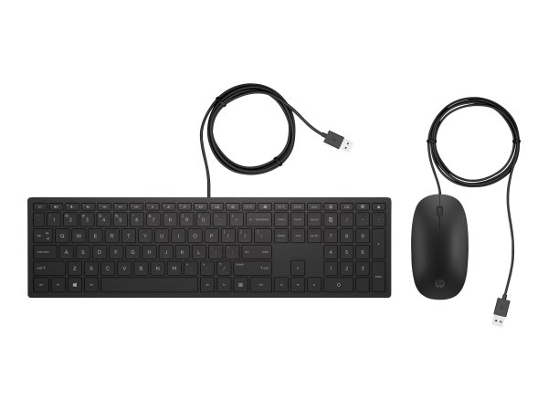HP Pavilion Wired Keyboard and Mouse 400 - Full-size (100%) - Cablato - USB - QWERTY - Nero - Mouse
