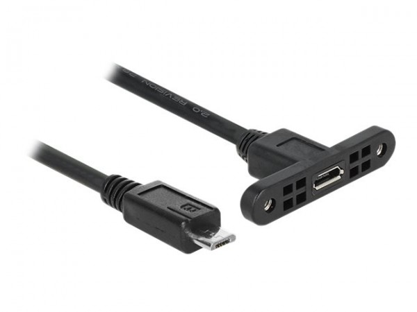 Delock 85245 - 0,25 m - Micro-USB B - Micro-USB B - USB 2.0 - Maschio/Femmina - Nero