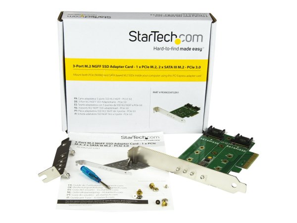 StarTech.com Adattatore SSD M.2 NGFF a 3 porte - 1x M.2 PCIe ( NVMe) - 2x M.2 SATA III M.2 - PCIe 3