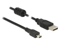 Delock 2m - USB 2.0-A/USB 2.0 Mini-B - 2 m - USB A - Mini-USB B - USB 2.0 - Maschio/Maschio - Nero