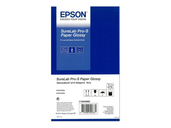 Epson SureLab Pro-S Paper Glossy BP 6x65 2 rolls - Lucida - 252 g/m² - Bianco - Poliestere - 252 µm