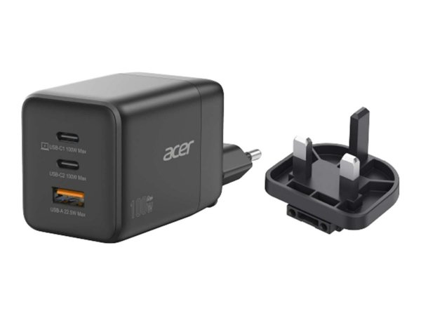 Acer GaN charger 2 x USB-C+ 1x USB-A ports black