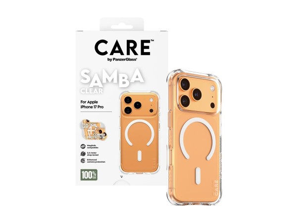 PanzerGlass CARE Fashionable Case Samba transp. w. white MagSafe iPhone 17 Pro