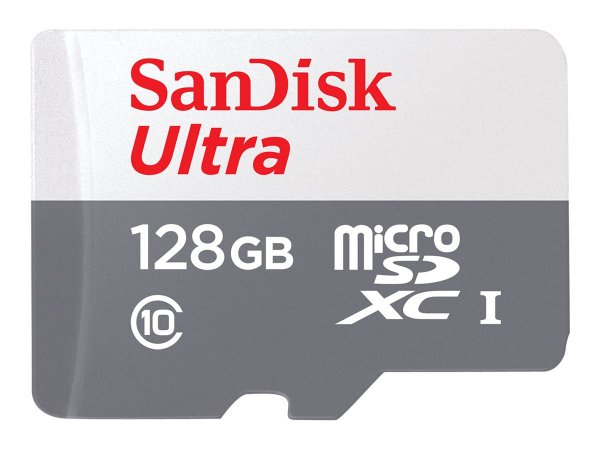 SanDisk Ultra microSD - 128 GB - MicroSDXC - Classe 10 - UHS-I - 100 MB/s - Grigio - Rosso