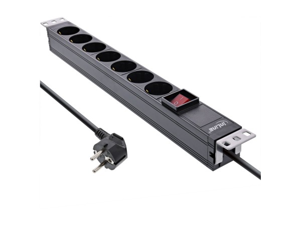 InLine Multipresa 19" a 7 vie - con interruttore - nero - 2m