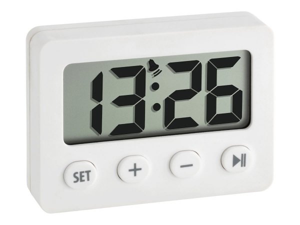 TFA 60.2014.02 - Sveglia al quarzo - Rettangolo - Bianco - LCD - Batteria - CR2032