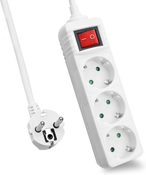 Helos Steckdosenleiste CLASSIC 3-fach weiss mit Schalter - Strip alimentazione