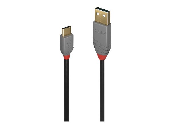 Lindy 36886 - 1 m - USB A - USB C - USB 2.0 - 0,48 Gbit/s - Nero - Grigio