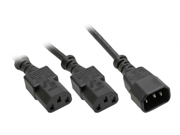 InLine Cavo alimentaz - prolunga Y IEC-320 - spina C14 2x presa C13 - nero - 3m
