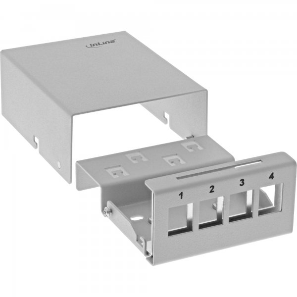 InLine box 4x Keystone RJ45 - metallo - grigio chiaro RAL7035