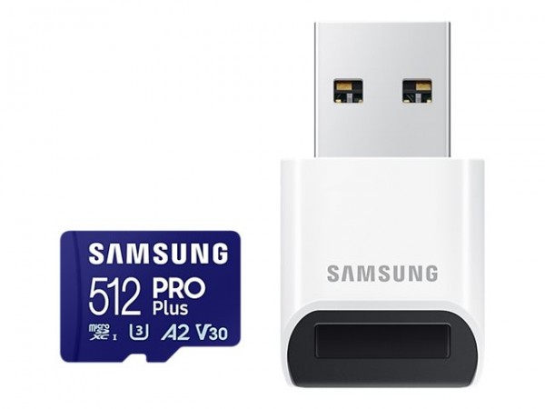 Samsung PRO Plus microSD Memory Card 512GB (2023) - USB Card Reader incluso - 512 GB - MicroSDXC - C