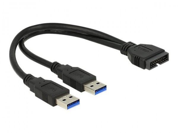 Delock 0.25m USB3.0/2xUSB3.0 - 0,25 m - 2 x USB A - USB 3.2 Gen 1 (3.1 Gen 1) - Maschio/Maschio - 5