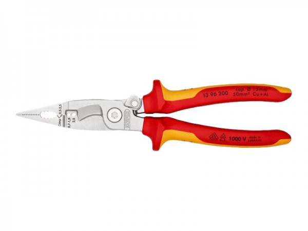 KNIPEX 13 96 200 - Pinze a becco lungo - Acciaio - Plastica - Arancione - Rosso - 200 mm - 280 g