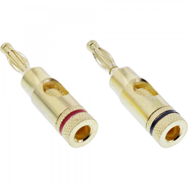 InLine Set da 2 pz. Spina Banana unipolare con serrafili dorata 4mm - Rosso