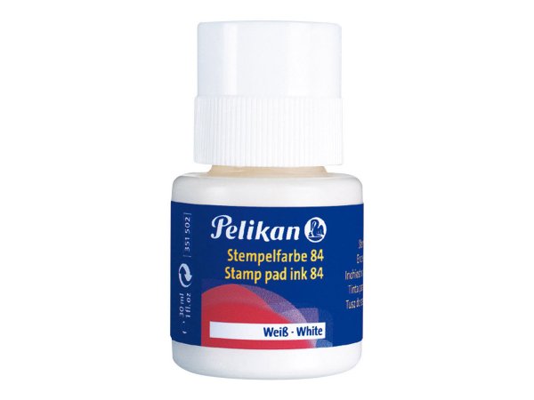 Pelikan Stempelfarbe wasserfest 30 ml Weiß mit Pinsel