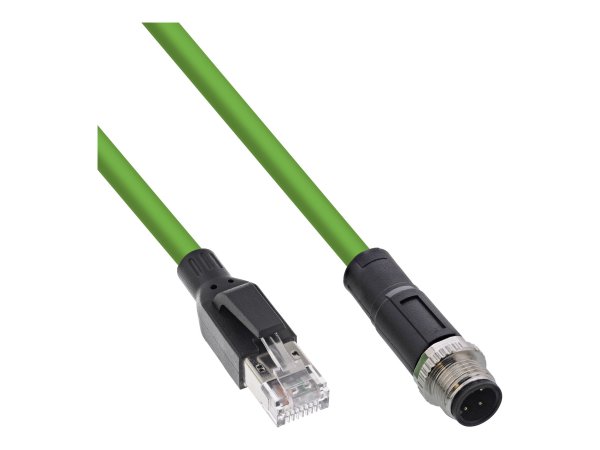 InLine Cavo di rete industriale - M12 a 4 pin con codice D a RJ45 - PUR 2m