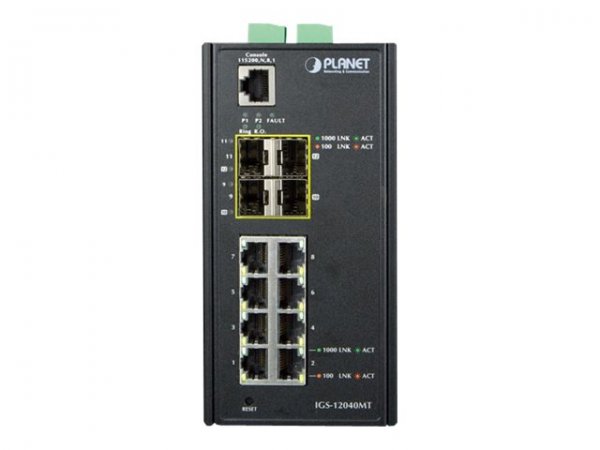 Planet IGS-12040MT - Gestito - L2+ - Gigabit Ethernet (10/100/1000) - Full duplex - Montabile a pare