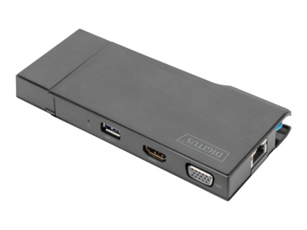 DIGITUS Docking station universale - USB 3.0 - Travel - Cablato - USB 3.2 Gen 1 (3.1 Gen 1) Type-A -