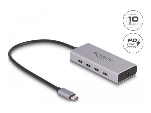 Delock USB 10 Gbps Type-C Hub mit 4 x Buchse+ 1