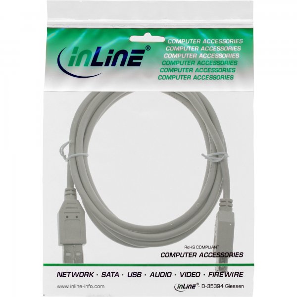 InLine Cavo USB 2.0 A maschio / A femmina - prolunga - beige - 3m