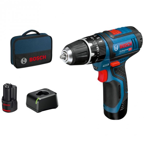Bosch GSB 12V-15 Professional - Trapano con impugnatura a pistola - 1 cm - 1300 Giri/min - 1,9 cm -