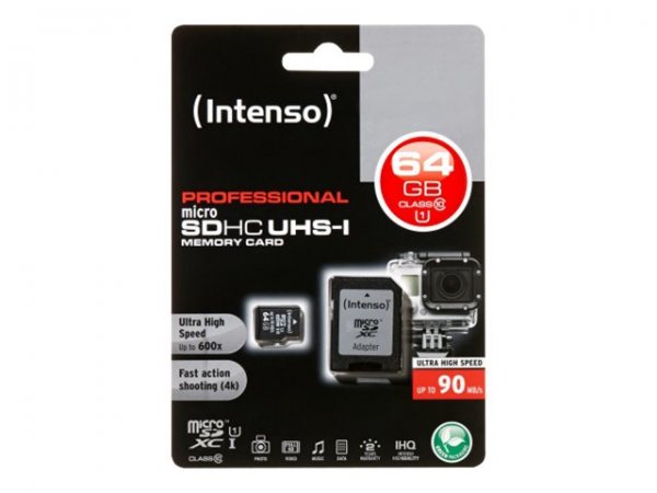 Intenso 3433490 - 64 GB - MicroSDXC - Classe 10 - UHS-I - 100 MB/s - 45 MB/s