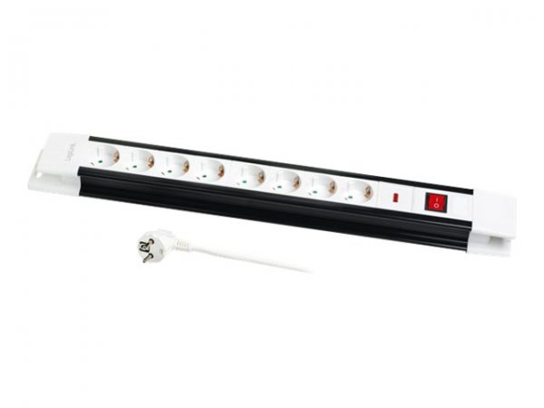 LogiLink LPS207 - 3 m - Tipo F - Nero - Bianco - Plastica - 8 presa(e) AC - 250 V