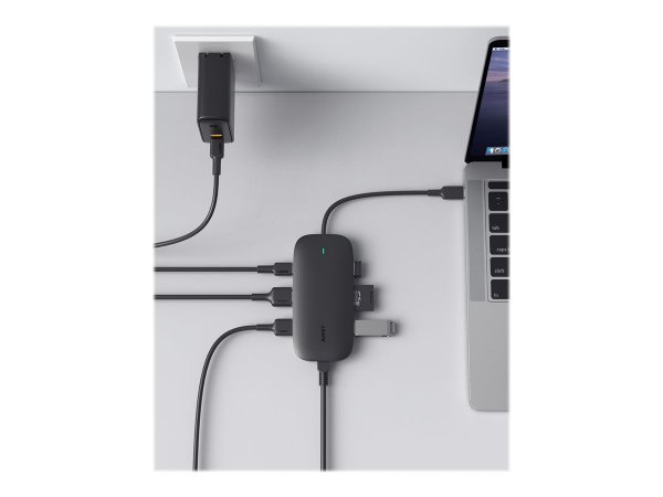 AUKEY USB C 8IN1 RJ45 HDMI 4K PD 100W - Corsa - 5 Gbps