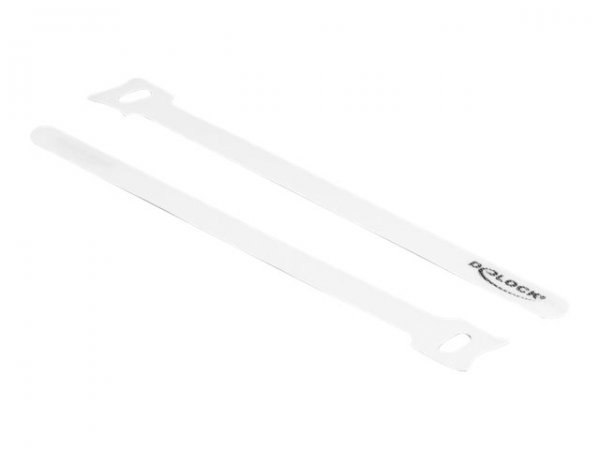 Delock Fascetta per cavi a strappo L 200 x L 12 mm bianca 10 pezzi - Fascetta con gancio e anello -