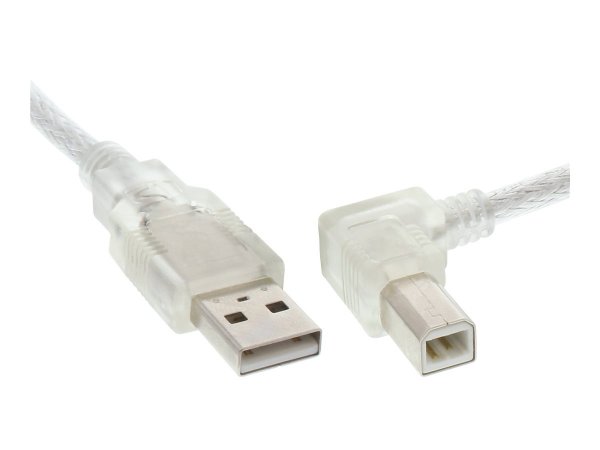 InLine Cavo USB 2.0 A maschio / B maschio - trasparente - Angolato Destra - 2m
