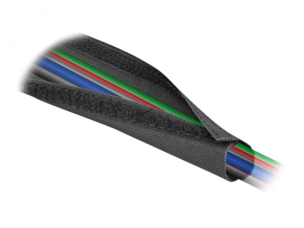 Delock Manicotto intrecciato con chiusura a strappo resistente al calore da 10 m x 20 mm nero - Nero