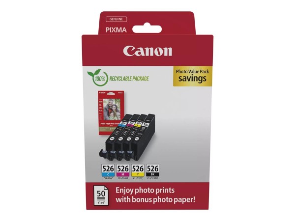 Canon CLI-526 BK/C/M/Y Photo Value Pack - Originale - Cartuccia di inchiostro