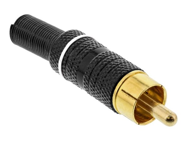 InLine Spina RCA a saldare - nero - anello bianco - per cavo 6mm