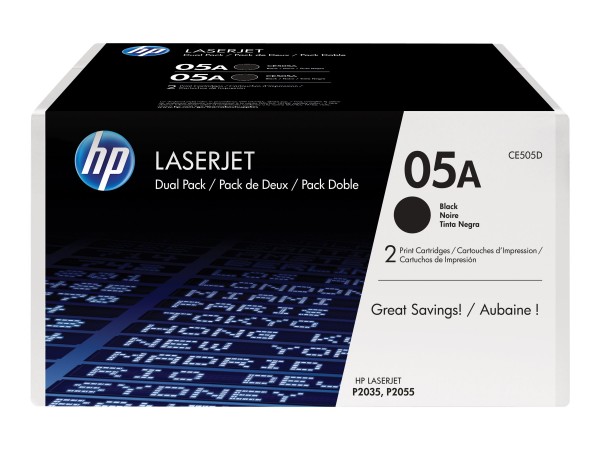 HP 05A LaserJet Toner schwarz Standardkapazität 2 x 2 - Originale - Unità toner