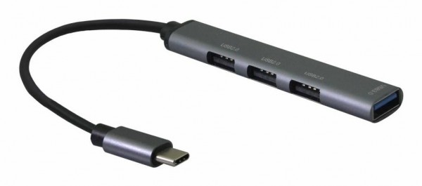 Helos HUB 4in1 USB-C 3.2 St./3x USB-A 2.0 Bu.+ 1x 3.0 Bu. spacegrau hochwertiges