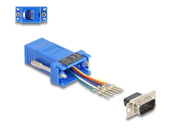 Delock D-Sub Stecker zu RJ12 Buchse Montagesatz blau - Adattatore - Digitale/dati
