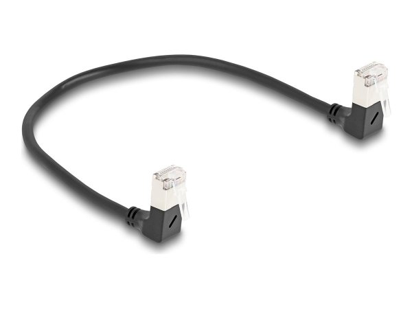 Delock Cavo di rete RJ45 Cat.6A S/FTP Slim da 90° verso il basso / angolato verso il basso 0,25 m ne