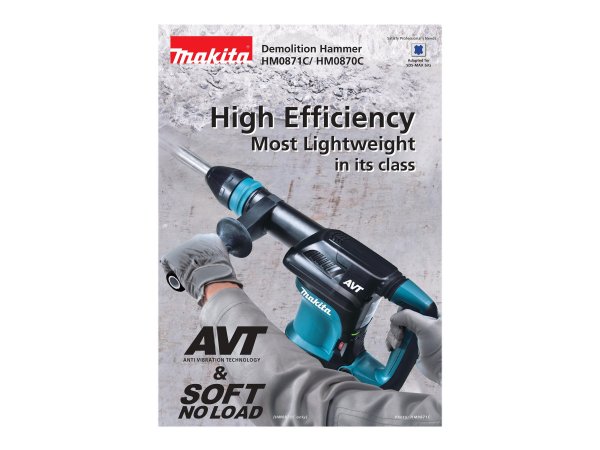 Makita HM0871C - Nero - Blu - 8,1 J - 8 m/s² - 1100 W - 466 mm - 116 mm